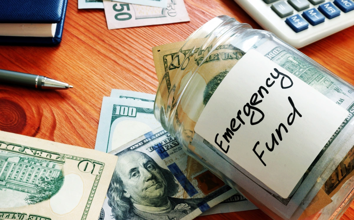 Emergency fund jar with cash